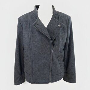 Mario Bellucci Banana Republic Moto Jacket Women's M Gray Zip Front Wool Blend